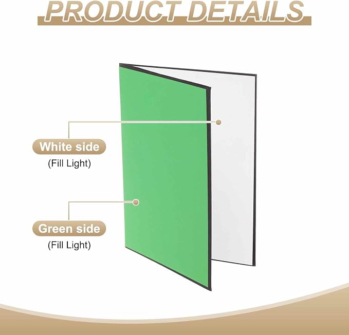 2Pcs 11"x8" Light Reflector 2 in 1 Photography Reflector Cardboards, Foldable &