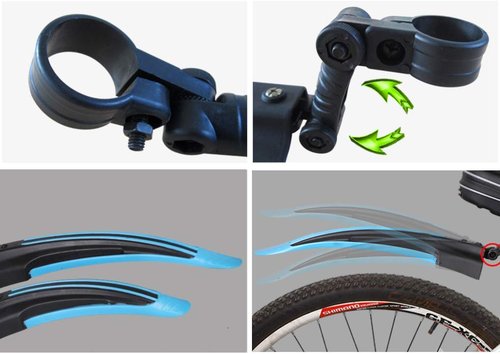 Free-fly Adjustable Road Mountain Bike Bicycle Cycling Tire Front/Rear Mud Guards Mudguard Fenders Set (Black)