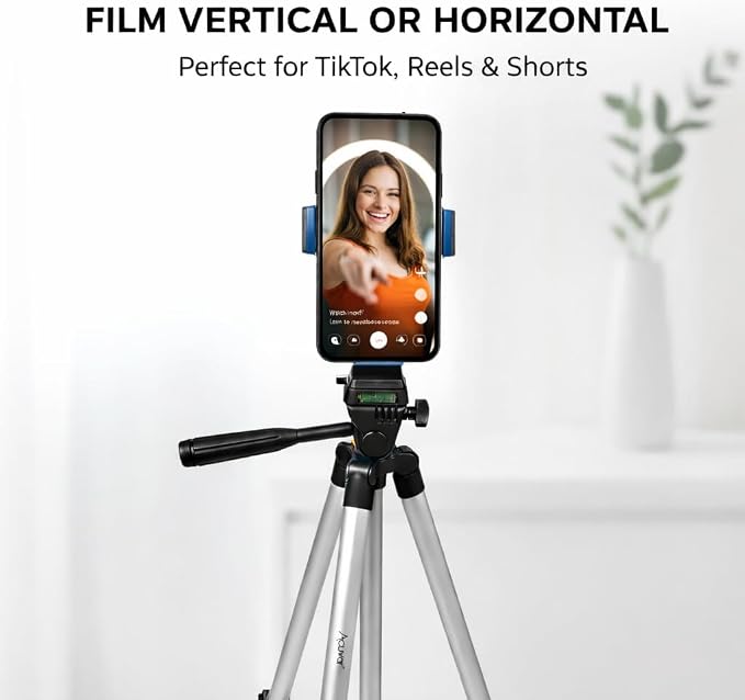 Acuvar 50” Phone Tripod with Holder – Lightweight Aluminum Tripod Stand