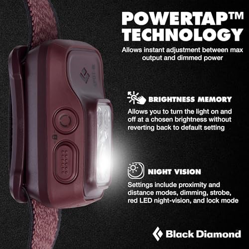 BLACK DIAMOND Spot 400-R Headlamp, Rechargeable, Dimmable, BD Bordeaux