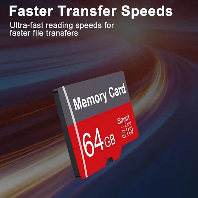2 Pack Memory Card 64GB with Adapter, High Speed TF Card, UHS-I C10 A1 Memory