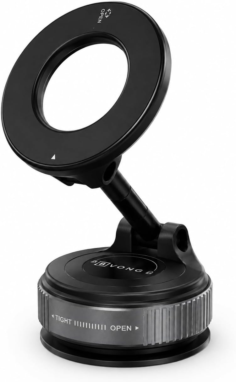 Car Phone Holder, Car Phone Mount, Magnetic Phone Holder, 360° Adjustable Mount, Strong Suction Cup, Magsafe Compatible, [Easy Twist and Lock Mount]