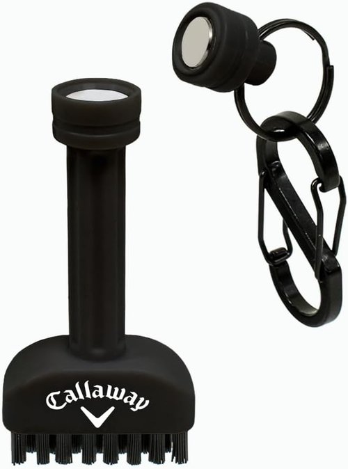 Callaway Golf Mini-Mag Magnetic Club Brush - Compact Groove Cleaner with Detachable Magnet & Durable Nylon Bristles