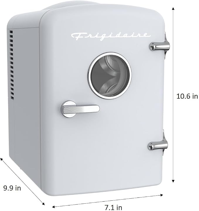 Frigidaire EFMIS171 Retro Mini Portable Personal Fridge - Ideal for Home, Office or Dorm - Includes Carrying Handle, AC/DC Wall/Car Charger (White)