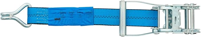 Mytee Products 10 Pack 2 inch x30 ft Heavy Duty Ratchet Straps with Double J Hooks - 10,000 Lbs Breaking Strength Blue Tie Down Straps w/Wire Hooks for Industrial Use, Trailers, Truck Cargo