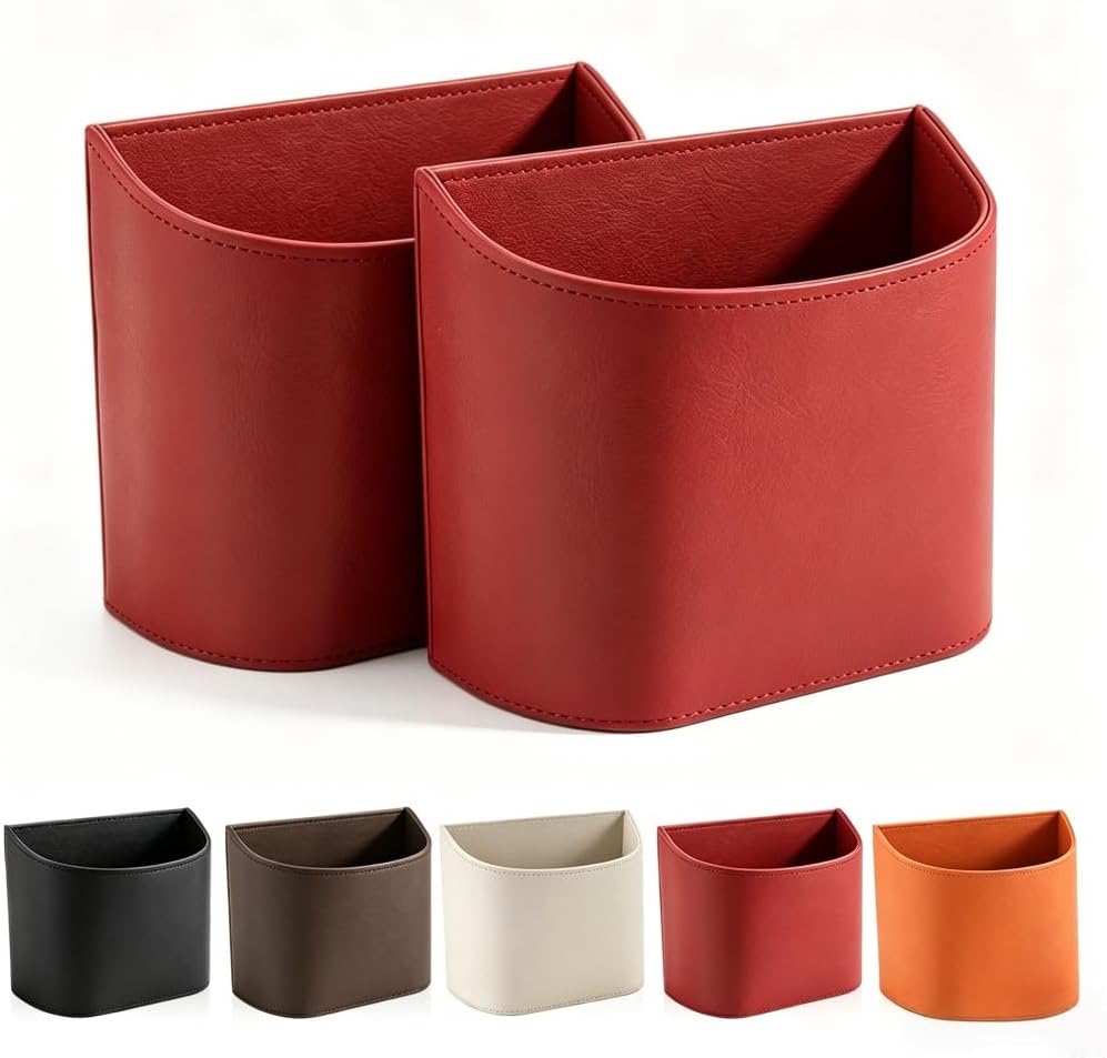 Leather Car Door Cup Holder Clip On Storage Organizer for Car, Red, Large