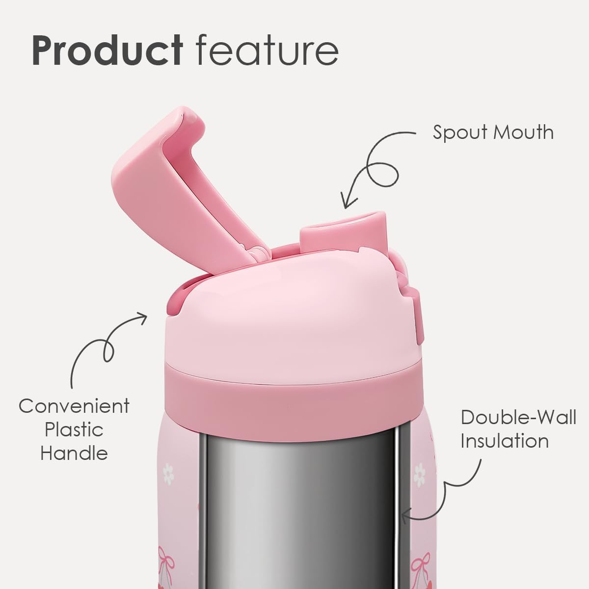 Skiennix Insulated Stainless Steel Water Bottle - 32oz Cherry Color with Straw for Sports & Travel