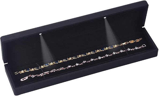 iSuperb LED Light Black Necklace Chain Bracelet Display Case Jewelry Storage