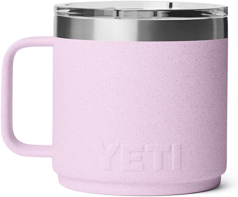 YETI Rambler 14 oz Ceramic Lined Mug - Vacuum Insulated Stainless Steel with MagSlider Lid | Cherry Blossom
