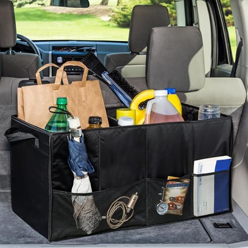 Honey-Can-Do SFT-01166 Soft Storage Chest, Black Folding Car Trunk Organizer