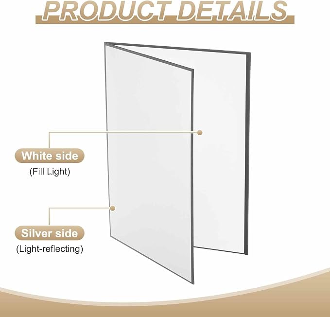 2Pcs 17"x11" Light Reflector 2 in 1 Photography Reflector Cardboards, Foldable