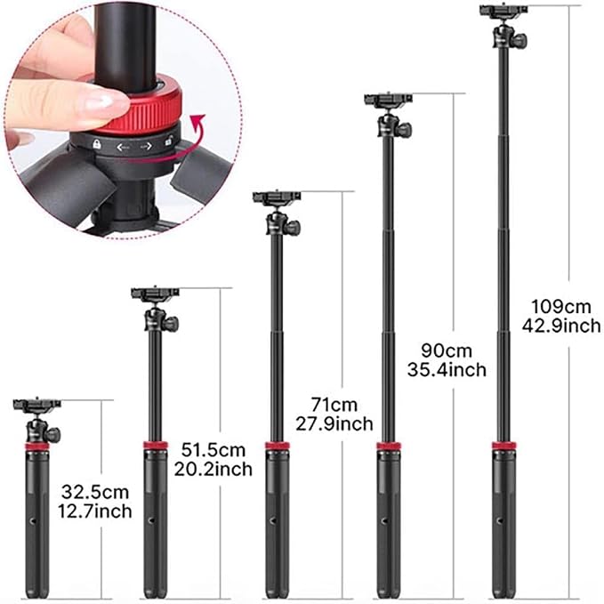 ULANZI MT-44 Extendable Phone Tripod, 360° Ball Head Camera Tripod