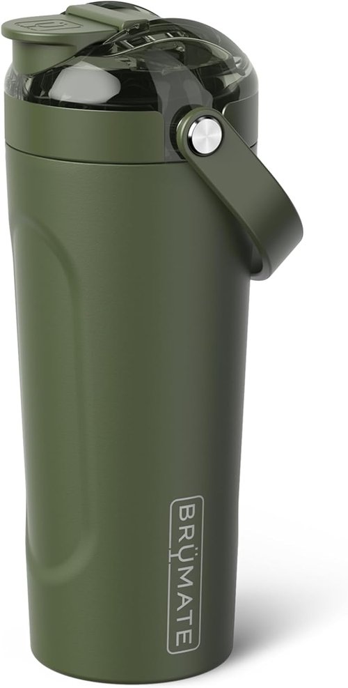 BrüMate MultiShaker Blender Bottle - 100% Leakproof Insulated Stainless Steel | 25oz Gym Shaker (OD Green)