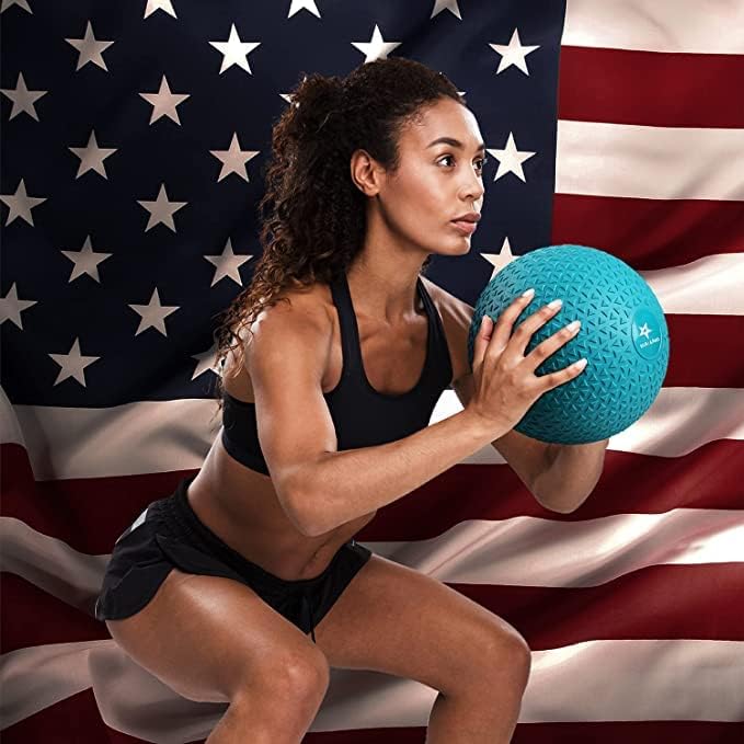 Yes4All Slam Ball - 15lbs Durable PVC Sand-Filled Weighted Ball for Strength Training | Teal Color