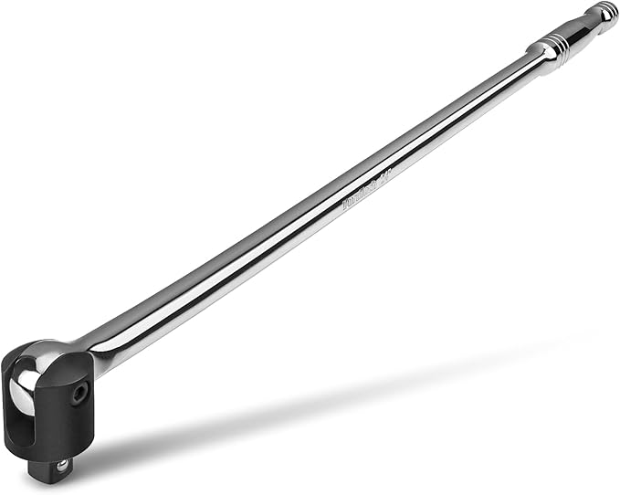 DURATECH Breaker Bar, 1/2'' Drive 24-Inch Breaker Bars Heavy Duty, with 240° Flex Head, Spring-loaded Detent Ball, Premium Chrome Alloy Made