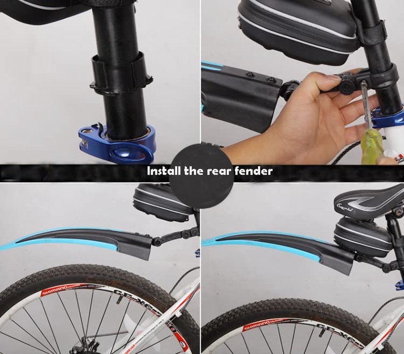WIROJ Adjustable Road Mountain Bike Bicycle Cycling Tire Front and Rear Mud Guards Mudguard Fenders Set (Black)