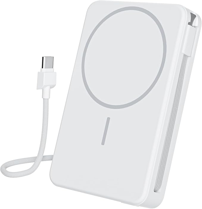 Magnetic Power Bank, 10,000mAh Wireless Portable Charger for Mag-Safe 15W Fast Charging, Battery Pack with USB-C Cable 20W In/Out for iPhone 17e/Air/17/16/15/14/13/12/Plus/Pro/Pro Max, AirPods & More