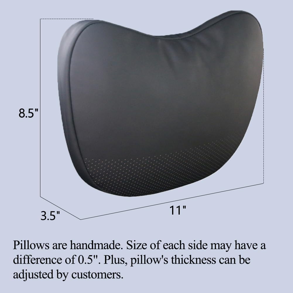 Adjustable Headrest Neck Pillow 2-Pack for Tesla Y/3/S/X/Cybertruck, Black Leather, Under 5'7"