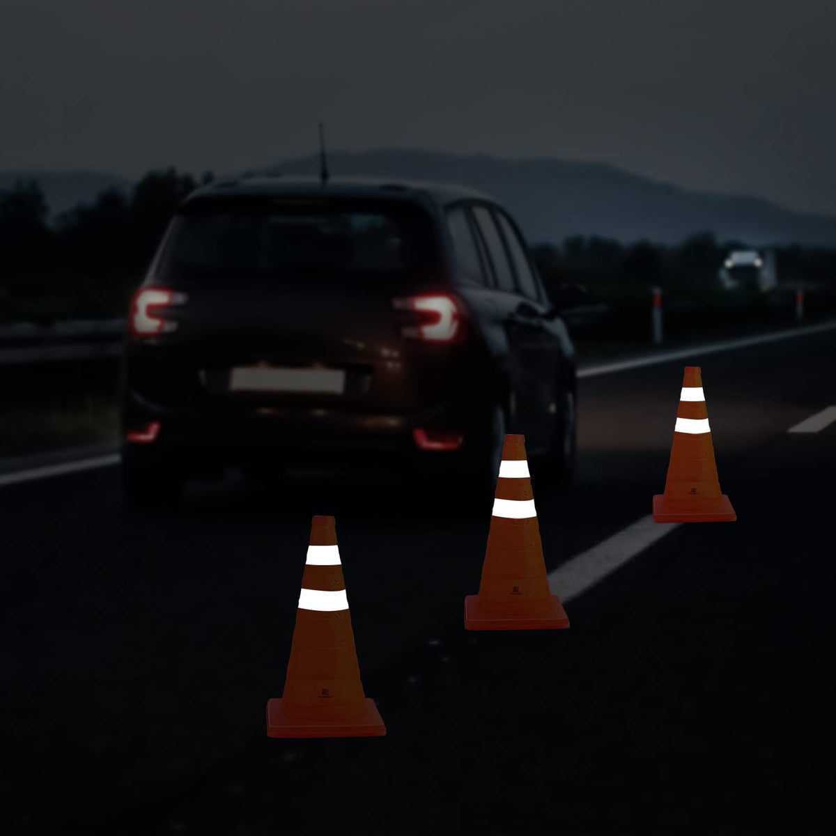 RoadHero Traffic Cones - 18 Inch Collapsible Orange Cones with Reflective Collar | 8 Pack for Safety & Training