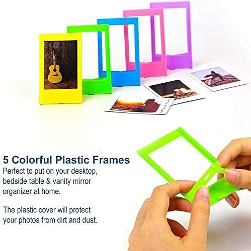 Fujifilm Instax Mini Instant Film 5 Plastic Desk Frames, 60 Sticker Frames