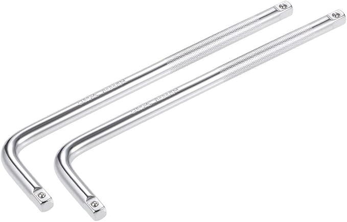 uxcell 2 Pcs 3/8" Drive Socket Breaker L Shape Extension Bar Wrench, CR-V