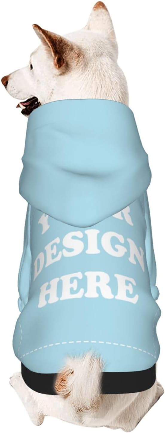 Personalized Dog Hoodie, Custom Dog Costumes for Small Dogs, Holiday Happy Dog Clothes Football Pet Shirt Sweater with Name Number for Girl/Boy Cats/Kitten, LightBlue, XXS