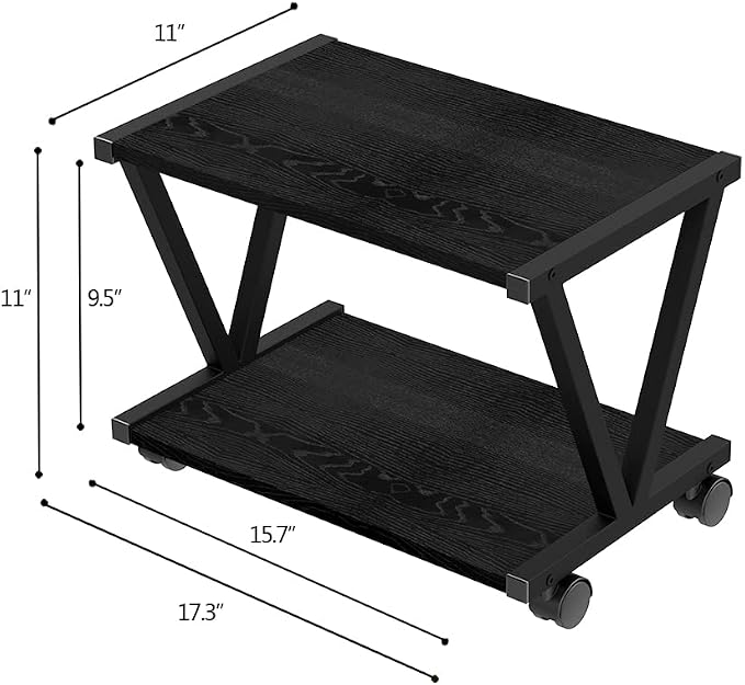 VEDECASA Retro Desktop Printer Stand 2 Double Tiers Wood Printer Shelf Modern