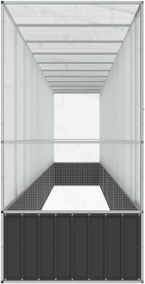 Large Metal Heavy Duty Walk-in Aviary Cage with Extension, Ample Activity Space Bird Cage with Lockable Door Also for Chickens and Rabbits, Silver 410.4"x42.1"x83.5" Steel,-410