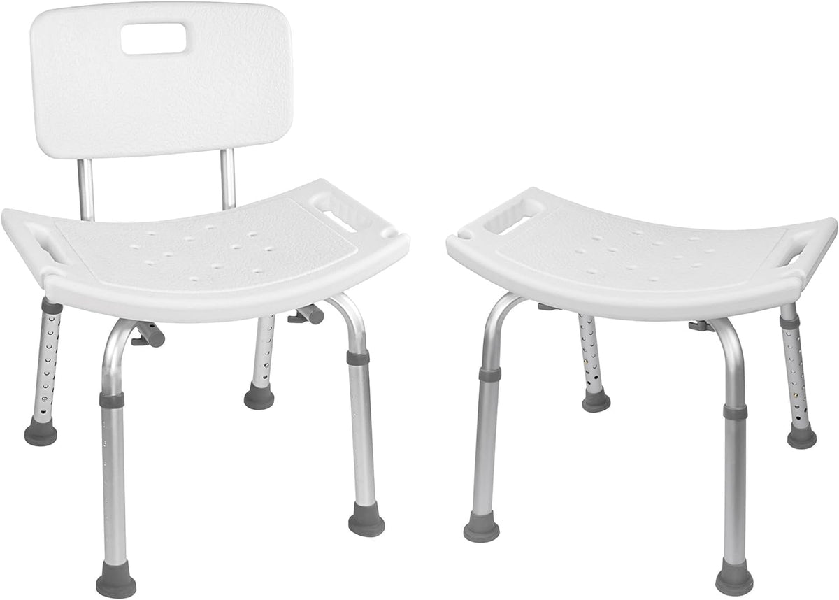 Vaunn Adjustable Shower Chair - Tool-Free Assembly Spa Bathtub Seat with Removable Back | FSA/HSA Eligible