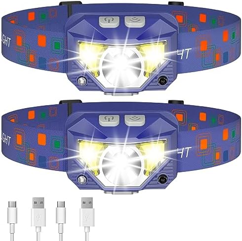 LHKNL Headlamp Flashlight, Lumen Bright Head Lamps LED Rechargeable-Blue