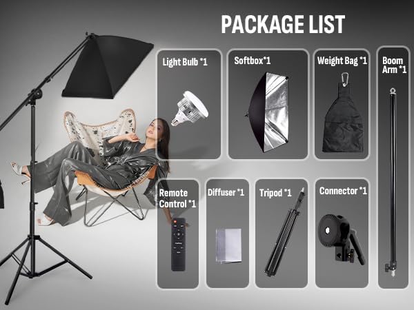 NiceVeedi Softbox Photography Lighting Kit, Overhead Studio Lights