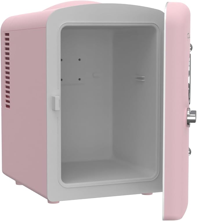 Frigidaire EFMIS171 Retro Mini Portable Personal Fridge - Ideal for Home, Office or Dorm - Includes Carrying Handle, AC/DC Wall/Car Charger (Pink)
