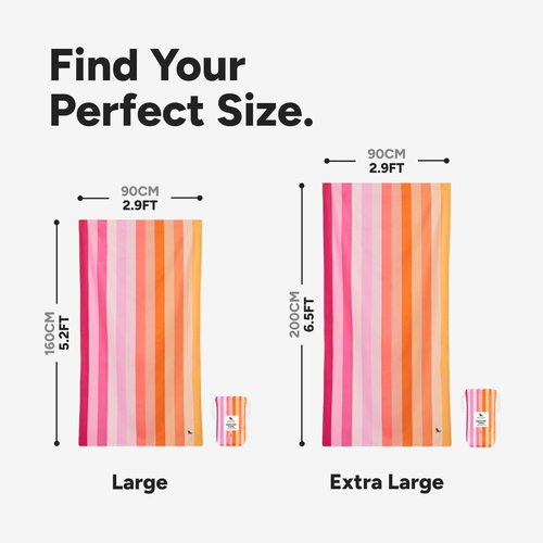 Dock & Bay Quick Drying Towel - Compact & Lightweight Sports Towel - 100% Recycled - Extra Large Miami Sorbet (200x90cm)