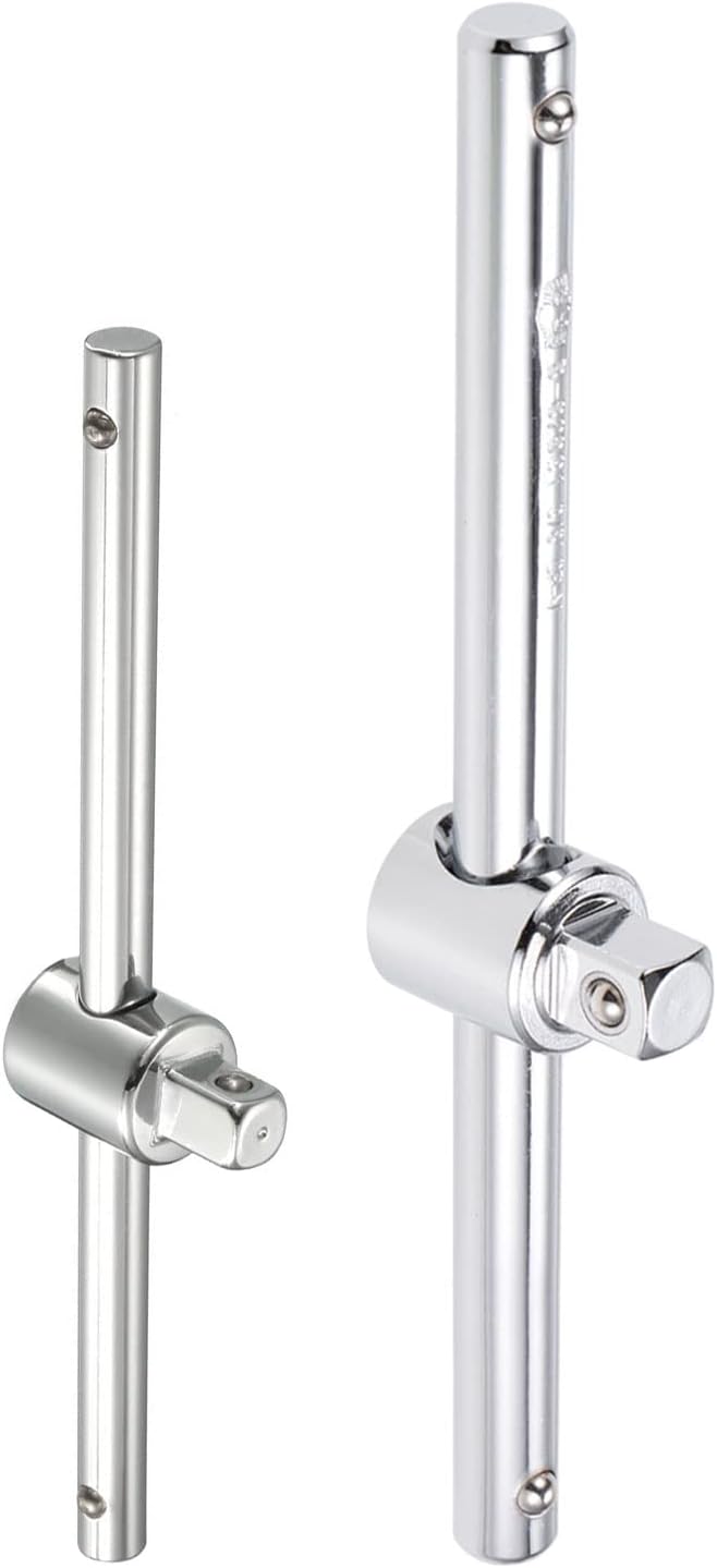 uxcell 1/4" & 3/8" Drive Sliding Wrench Breaker Bar Set of 2 Pcs, Adjustable T-Handle Socket Hand Tool