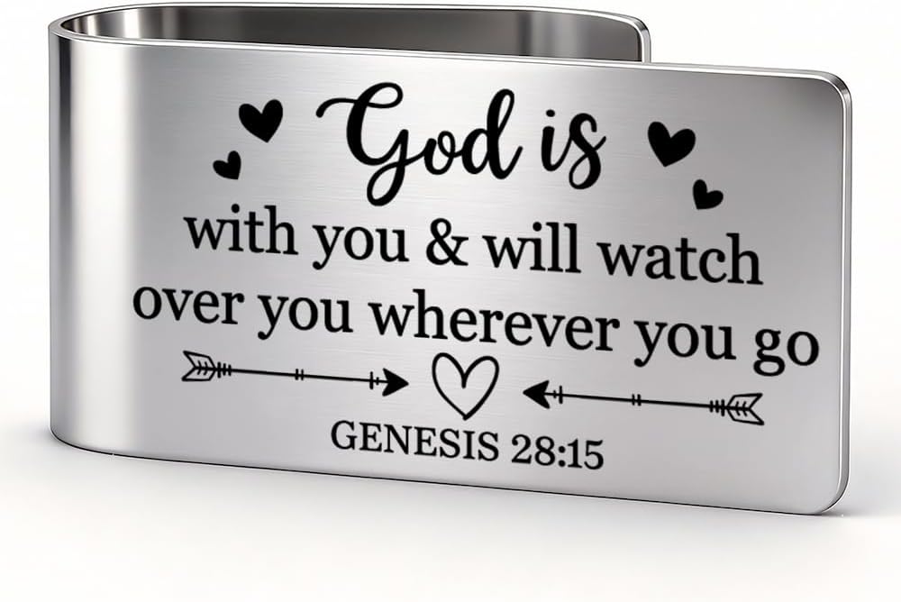 I Am with You Always Visor Clip for Cars, Matthew 28:20 Inspirational Gifts for Son Daughter, Christian Gifts for Women Men, Religious Car Charm for New Driver, Car Visor Accessories (Large)