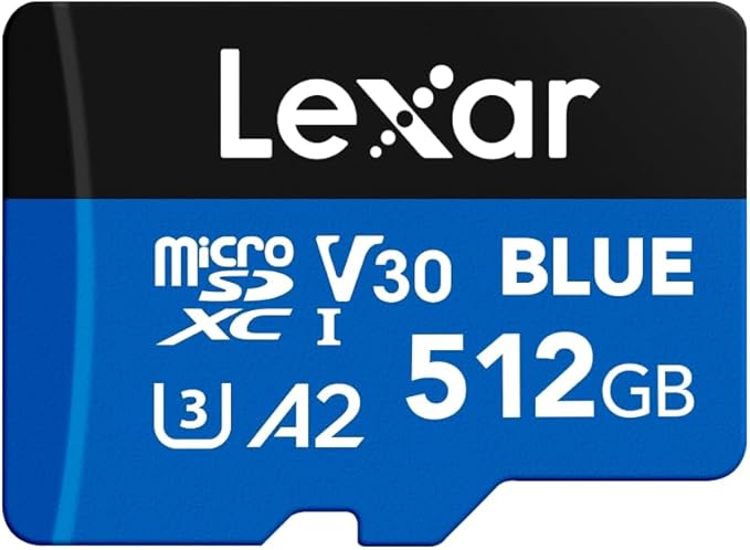 Lexar 512GB Blue Micro SD Card Up to 160MB/s, microSDXC UHS-I Memory Card