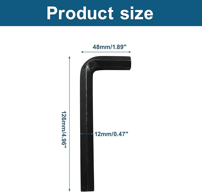 Biaungdo 2 Pcs Black 12mm Hex Key Wrench, Small Allen key Wrench, L Shaped Hexagon Hex Key Spanner Set Hexagon Head Replacement Repairing Tool for Repairing Bike, Furniture