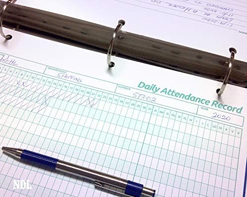 NextDayLabels - Employee Daily Attendance History Records, Letter Size Cards