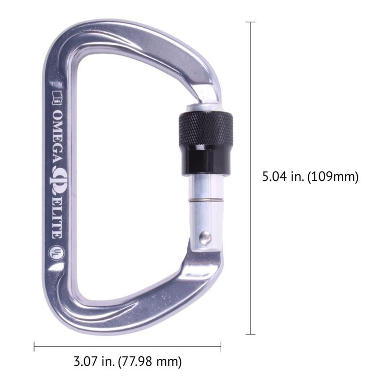 Omega Pacific Elite Keylock Screw-Lok Carabiner - Rated to 45kN, This ‘Biner Weighs only 4.6 Ounces - Certification: NFPA 2500 (1983), 2022 ED General Use
