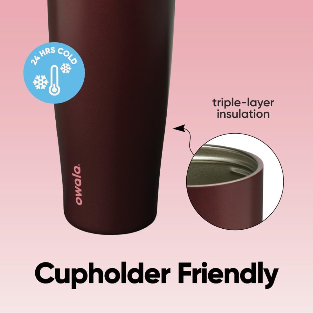 Owala FreeSip Tumbler - Insulated Stainless Steel Water Bottle with Built-In Straw | 40oz, Black Cherry, BPA Free, Leak Proof