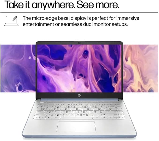 HP 2025 Student Business Laptop, Intel Processor N150(up to 3.6 GHz), 14 Inch LED Screen,16G RAM, 256GB Storange (128GB UFS+128GB MSD),1 Year Office 365, Windows 11 Home,Sky Blue w/YYY Accessories
