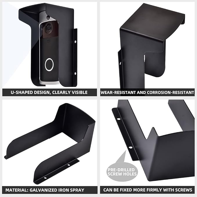 Doorbell Rain Cover Ring Doorbell Anti-Glare, Steel Weather-Blocking Cover