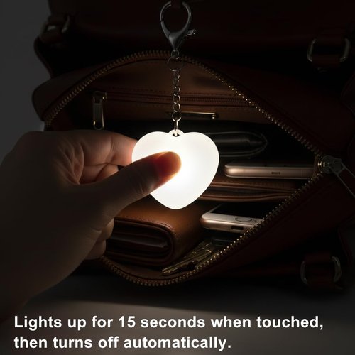 3 Pack Purse Light Handbag Light, Love Wallet Tote Bag Touch Sensing Lights Rechargeable, Night Light up Keychain Charm inside Hand Pocketbook, Motion Sensor Battery Operated Heart Shaped Glow Lamp