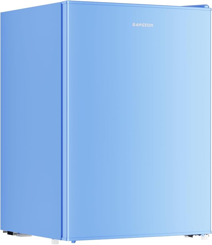 2.6 Cu Ft Small Fridge with Freezer for Office Blue | Mini Refrigerator for Dorm Bedroom, Compact Fridge, Energy-efficient, Low Noise