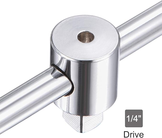 uxcell 1/4-Inch Drive Drive Sliding T-Handle Socket Wrench Chrome Finish Cr-V Steel 2 Pcs