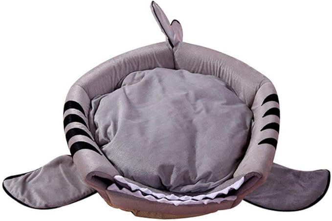 Shark Shaped Pet Dog Puppy Bed Warm Cat Bed House Nest for Autumn Winter Pink XS