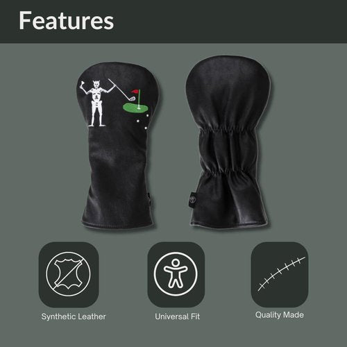 Apothos Golf Blackbeard Golf Driver Headcover, Unique Skeleton with Heart Design Golf Accessory, Premium Embroidered Stitching, Nautical History Buffs, North & South Carolina, Durable, Easy to Clean