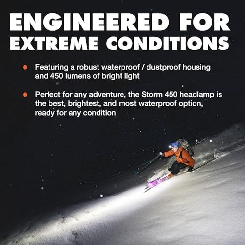 BLACK DIAMOND Storm 450 Headlamp, AAA Powered, Dimmable, Bright, BD Black