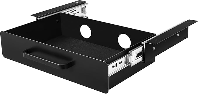 VEVOR Under Desk Drawer Slide Out, 13 inch Attachable Desk Drawer for Sit Stand Workstation, Hidden Under Counter Drawers for office Home, Black