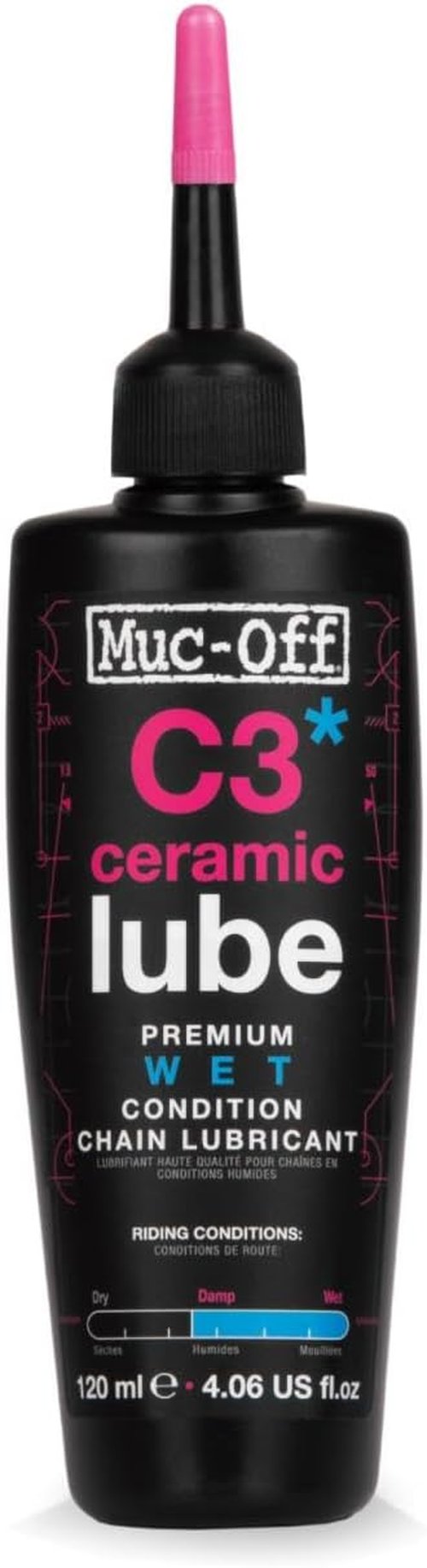 Muc-Off C3 Ceramic Wet Bike Chain Lube - Ultimate Protection for Smooth Performance | 120ml